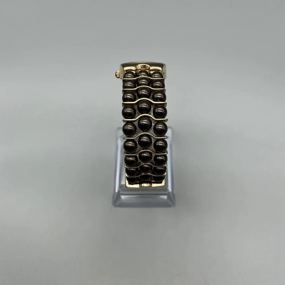 Armitron Now Women Watch 20mm Abalone Brown Gold Tone Bracelet New Battery 7.75